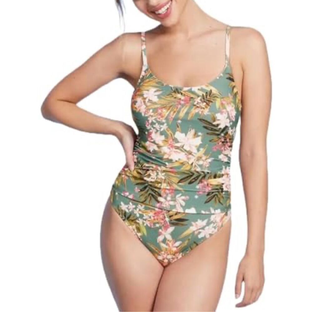 Kona Sol Multicolor Tropical Cut Out Back One Piece Swimsuit Size Medium